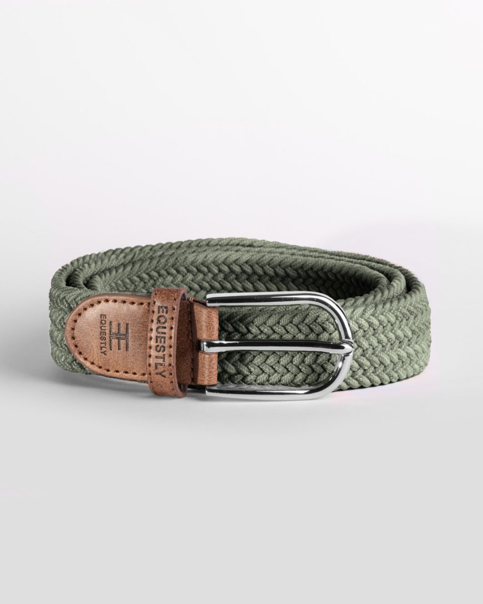 Olive Green Elastic Rayon Braided Belt SS24 26579757