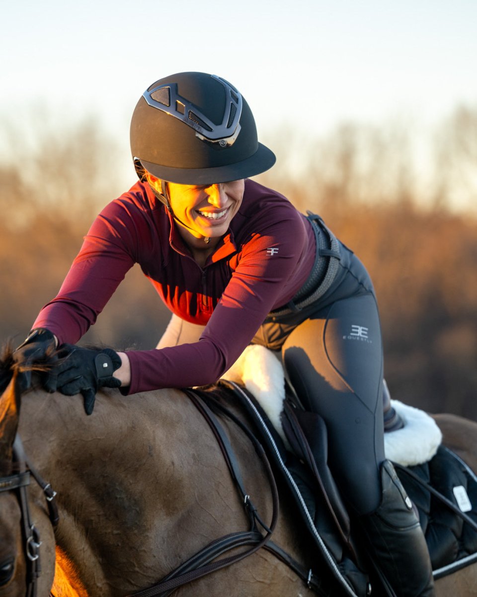 Lux Quarter Zip Wine - EquestlySeamless LSLux Quarter Zip Wine